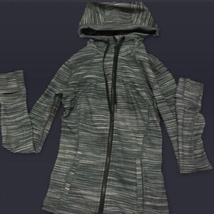 lululemon athletica Heathered Gray Hooded Zip-Up Bomber Jacket